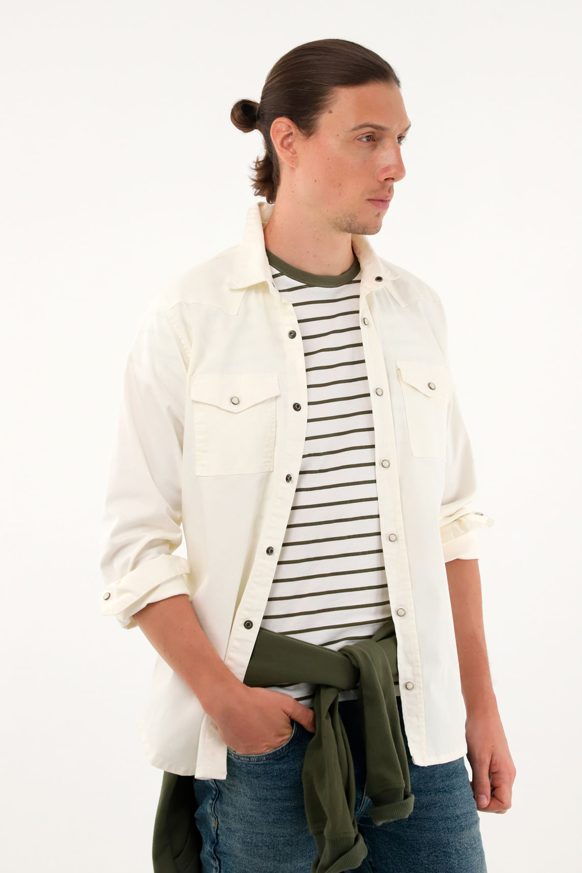 Camisa crudo manga larga para hombre