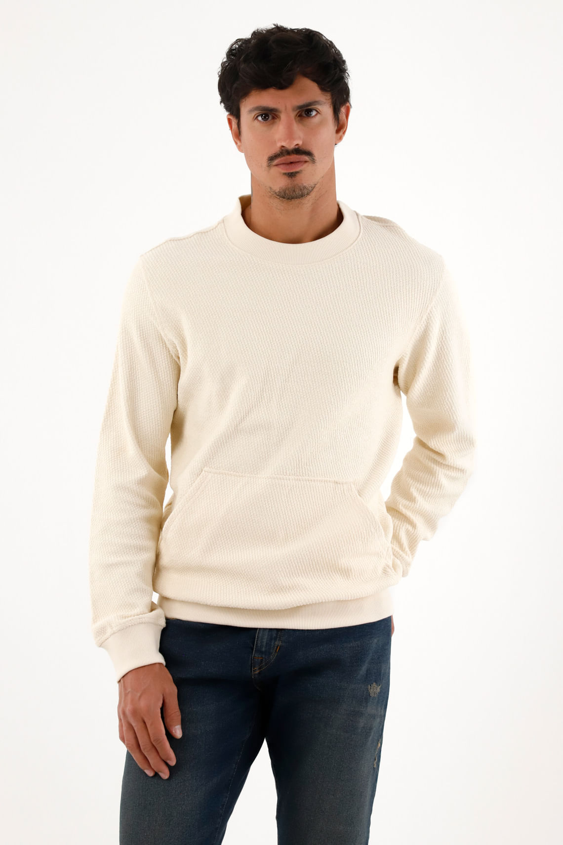 Buzo crudo de diseño cerrado para hombre