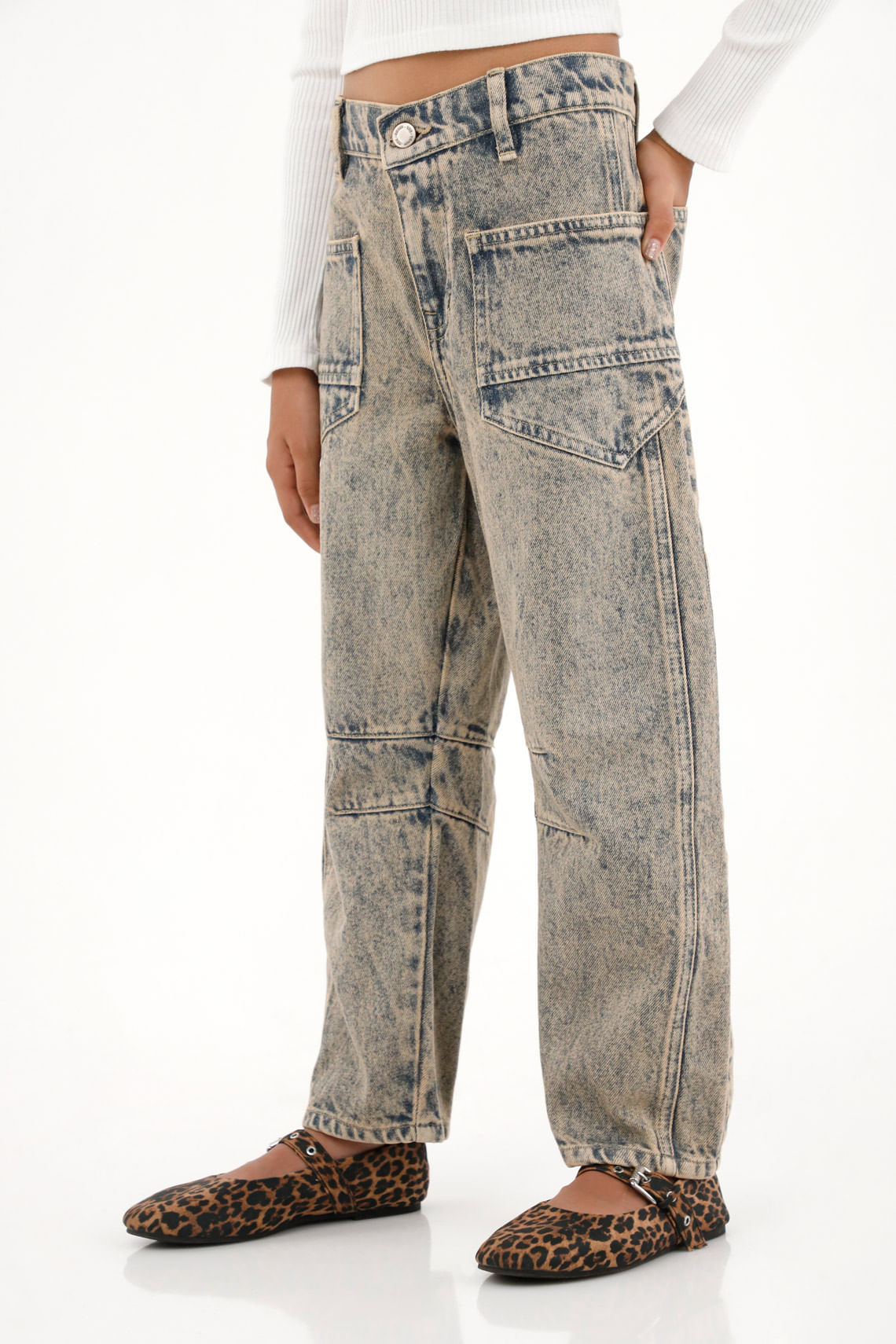 Jean Horseshoe con pigmento vintage para niña