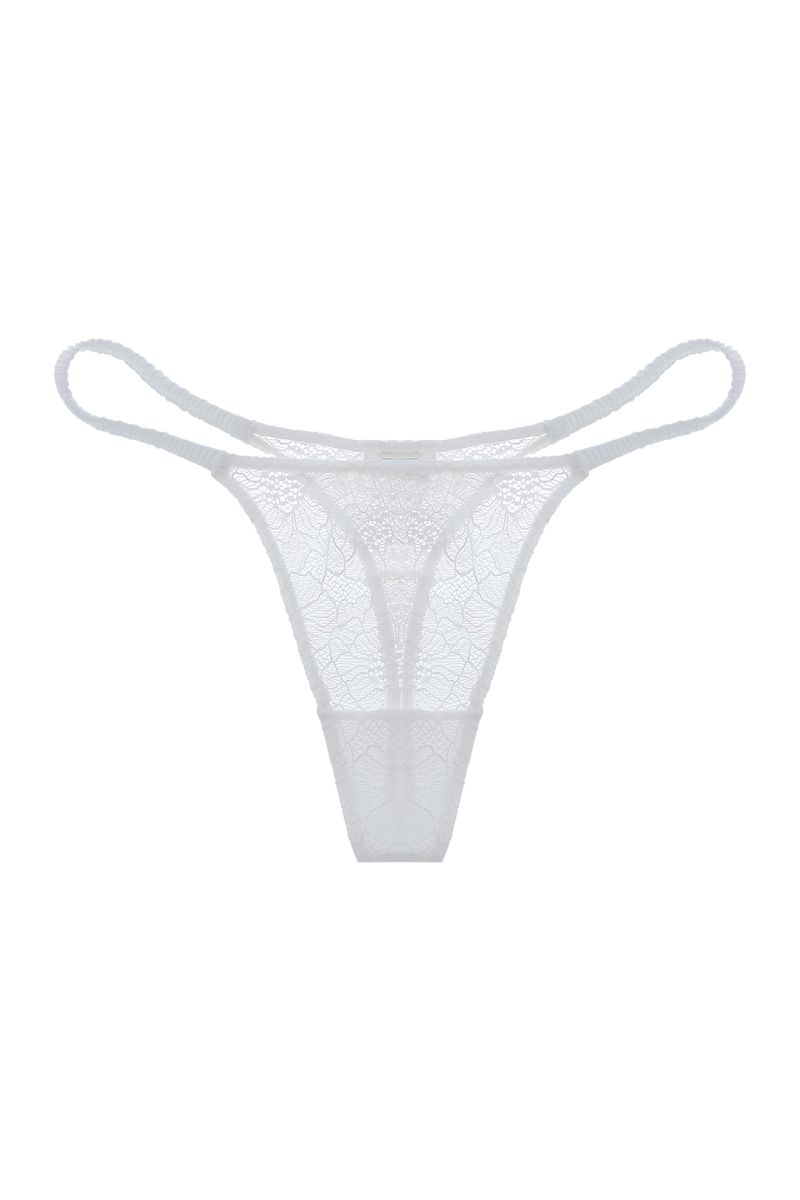 Panty tipo tanga en encaje blanco para mujer