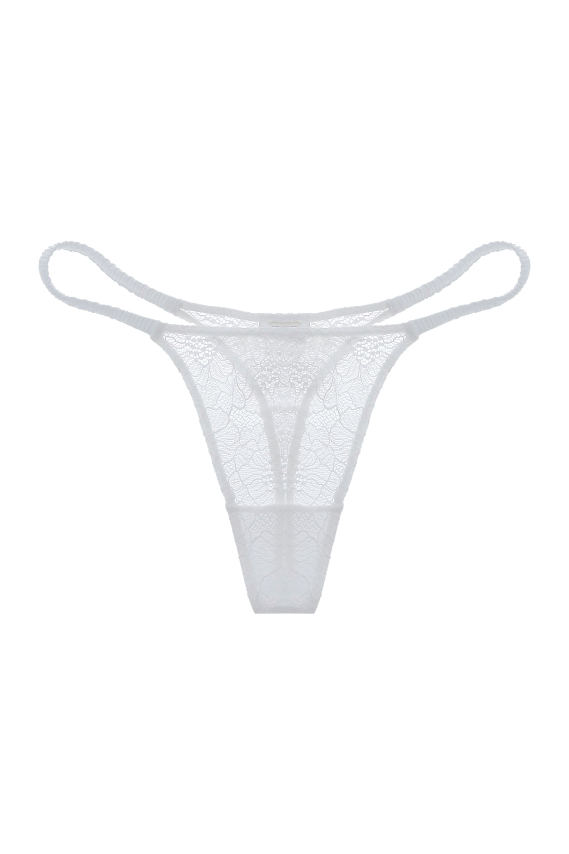 Panty tipo tanga en encaje blanco para mujer