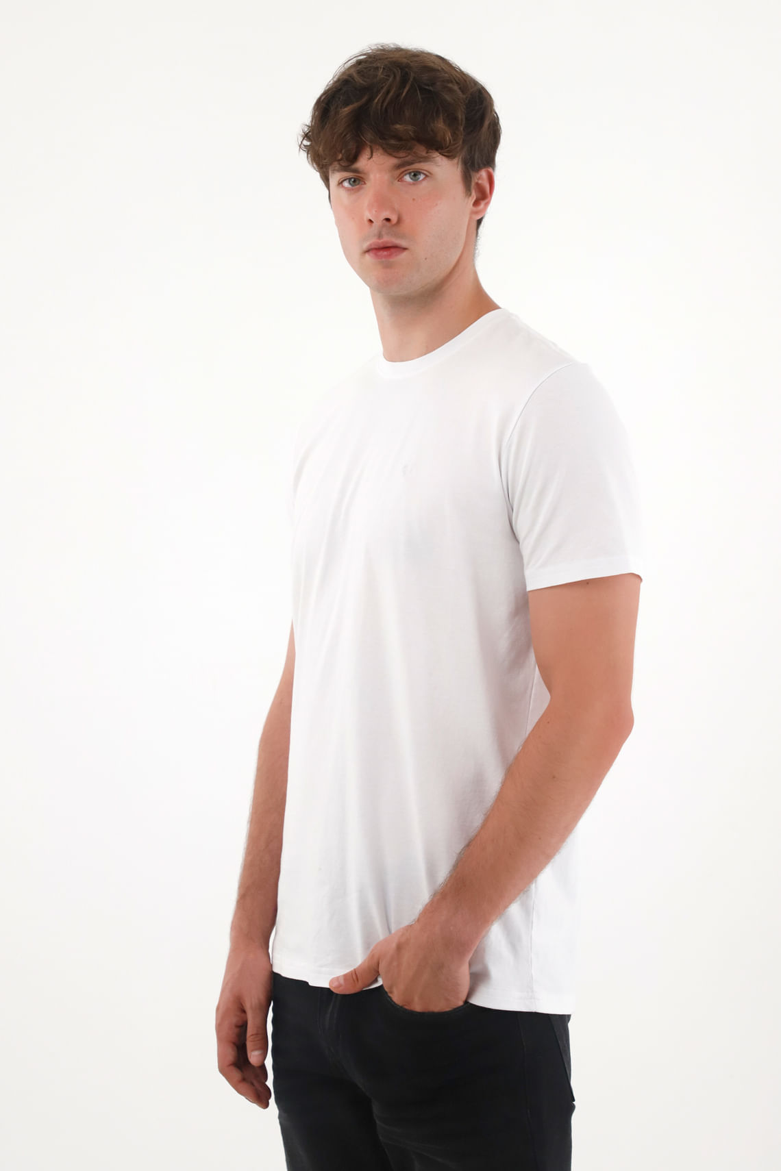 Camiseta manga corta en 100% algodón blanca para hombre