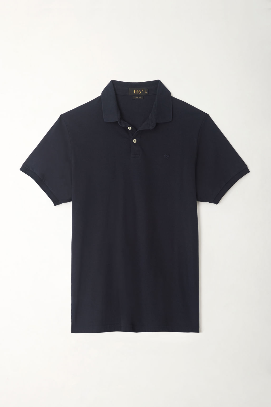 Polo azul cuello tejido para hombre