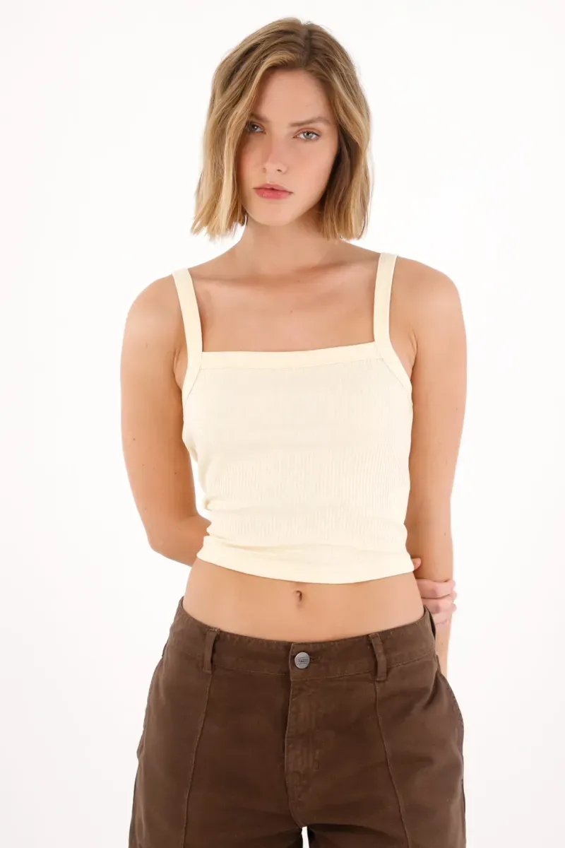 Camiseta en rib crudo para mujer