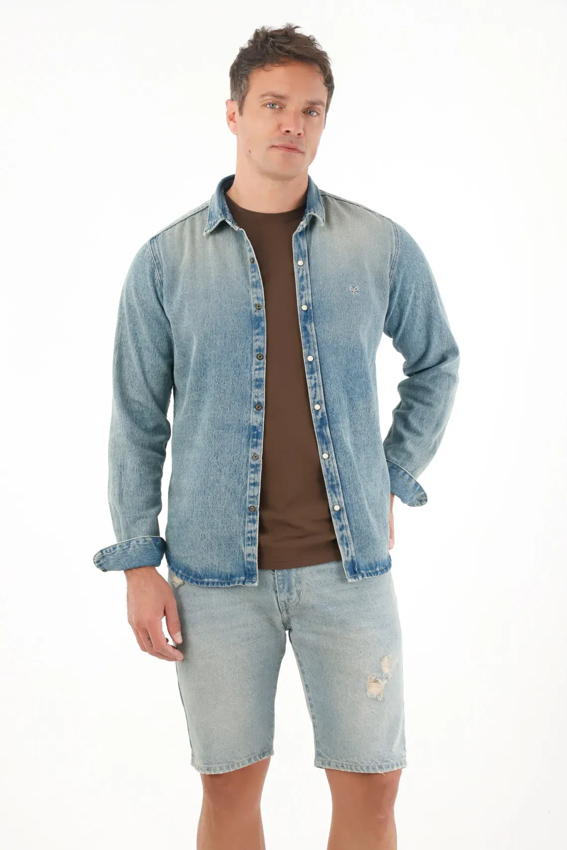 Bermuda Nudy con rotos azul para hombre