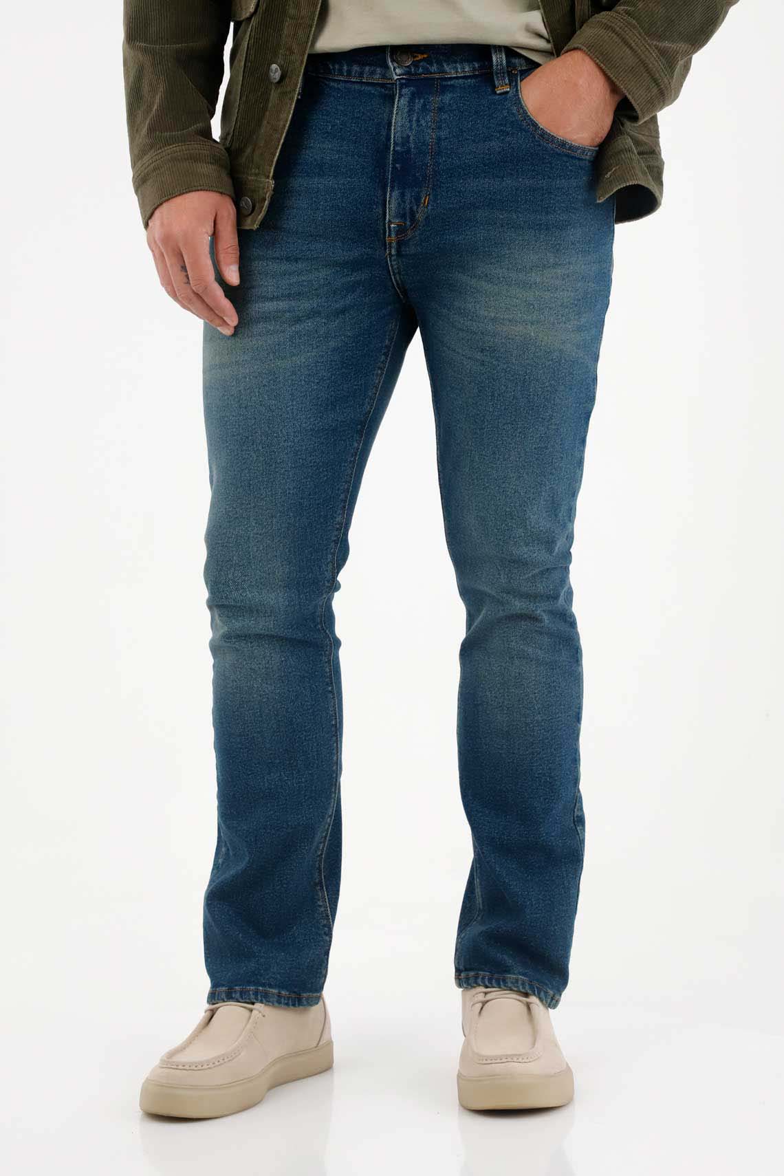 Jean Nudy cinco bolsillos azul para hombre