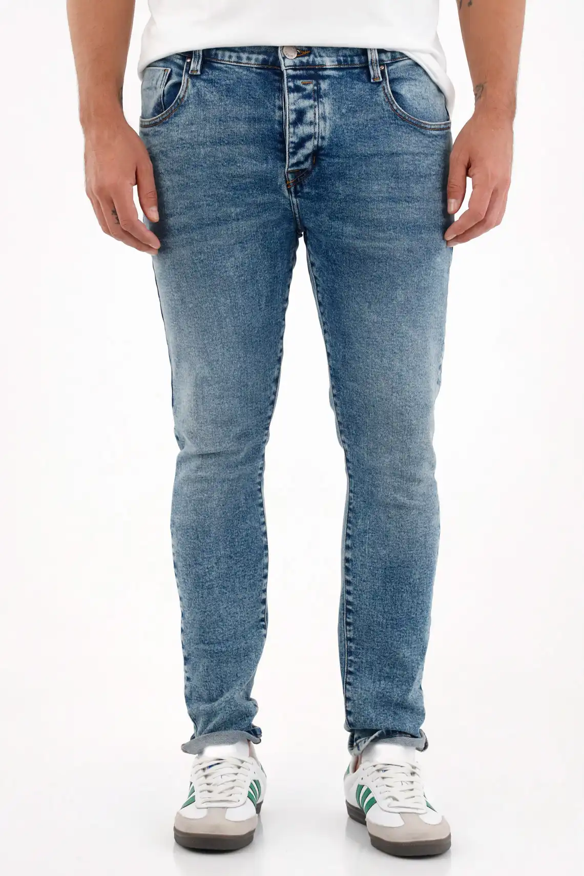 Jean Skinny con arrugas 3D azul para hombre