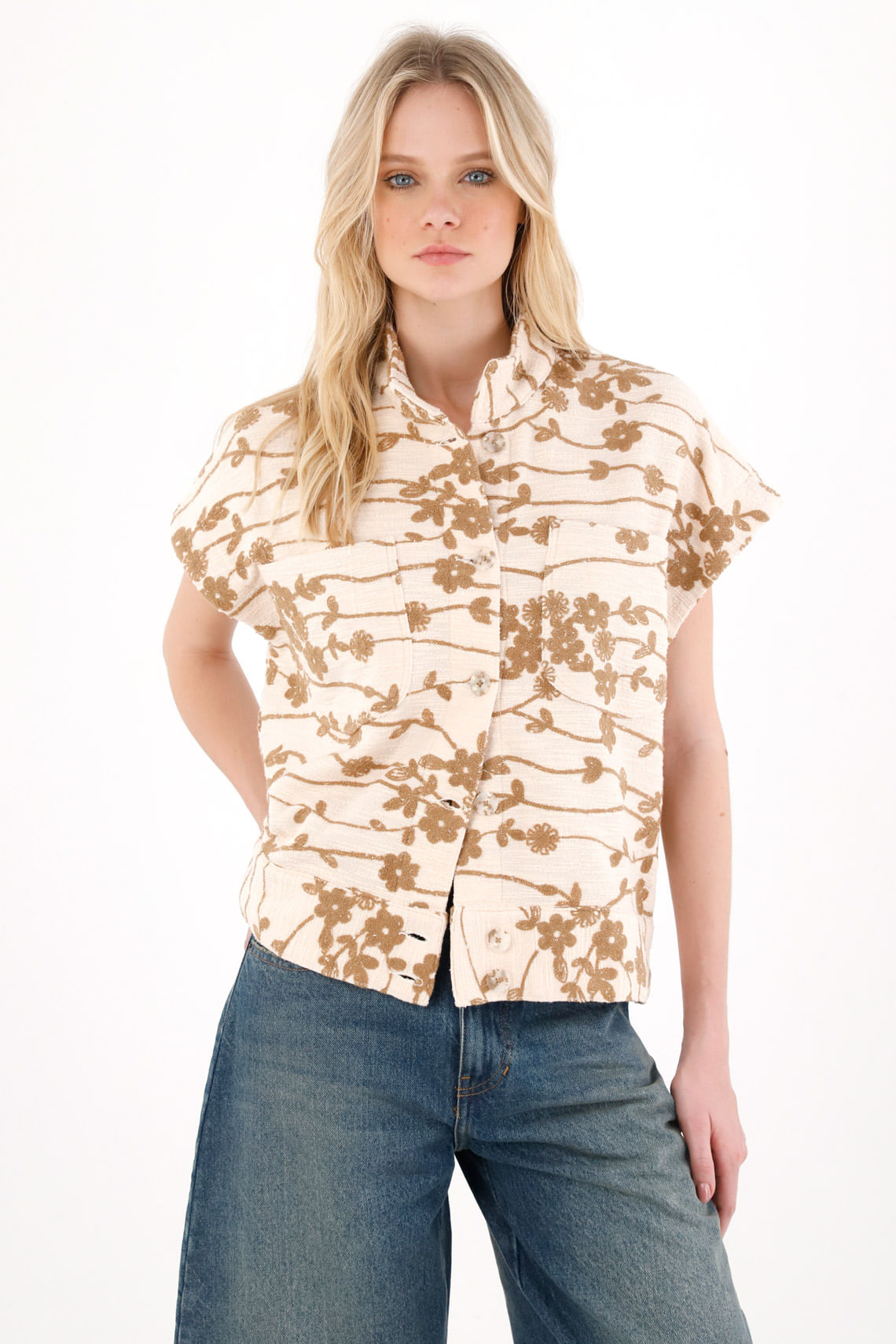 Chaleco oversize de cuello alto para mujer
