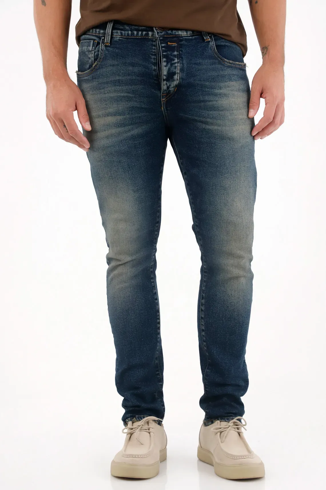 Jean Skinny con desgastes azul para hombre