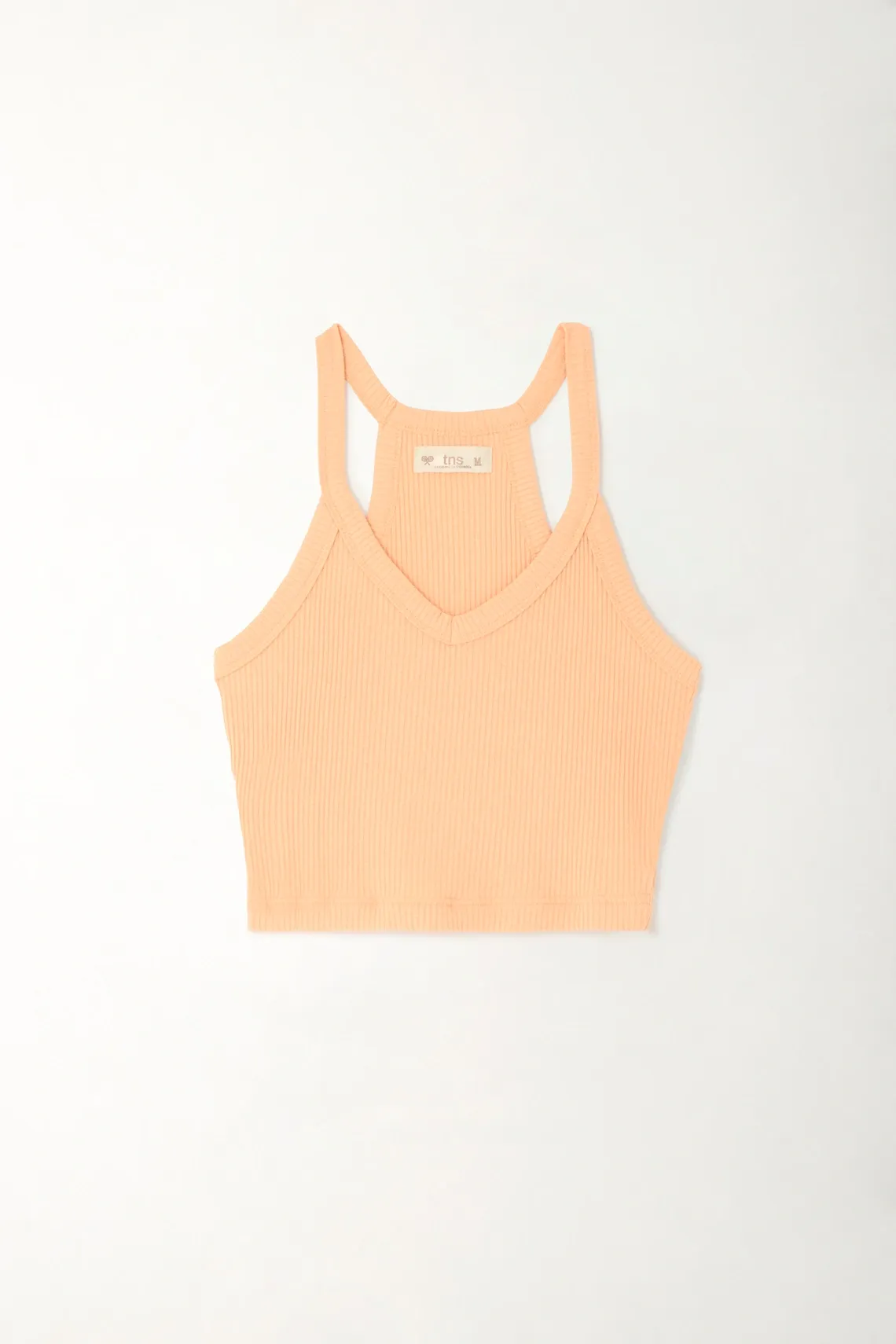 Camiseta con cuello en V naranja para mujer