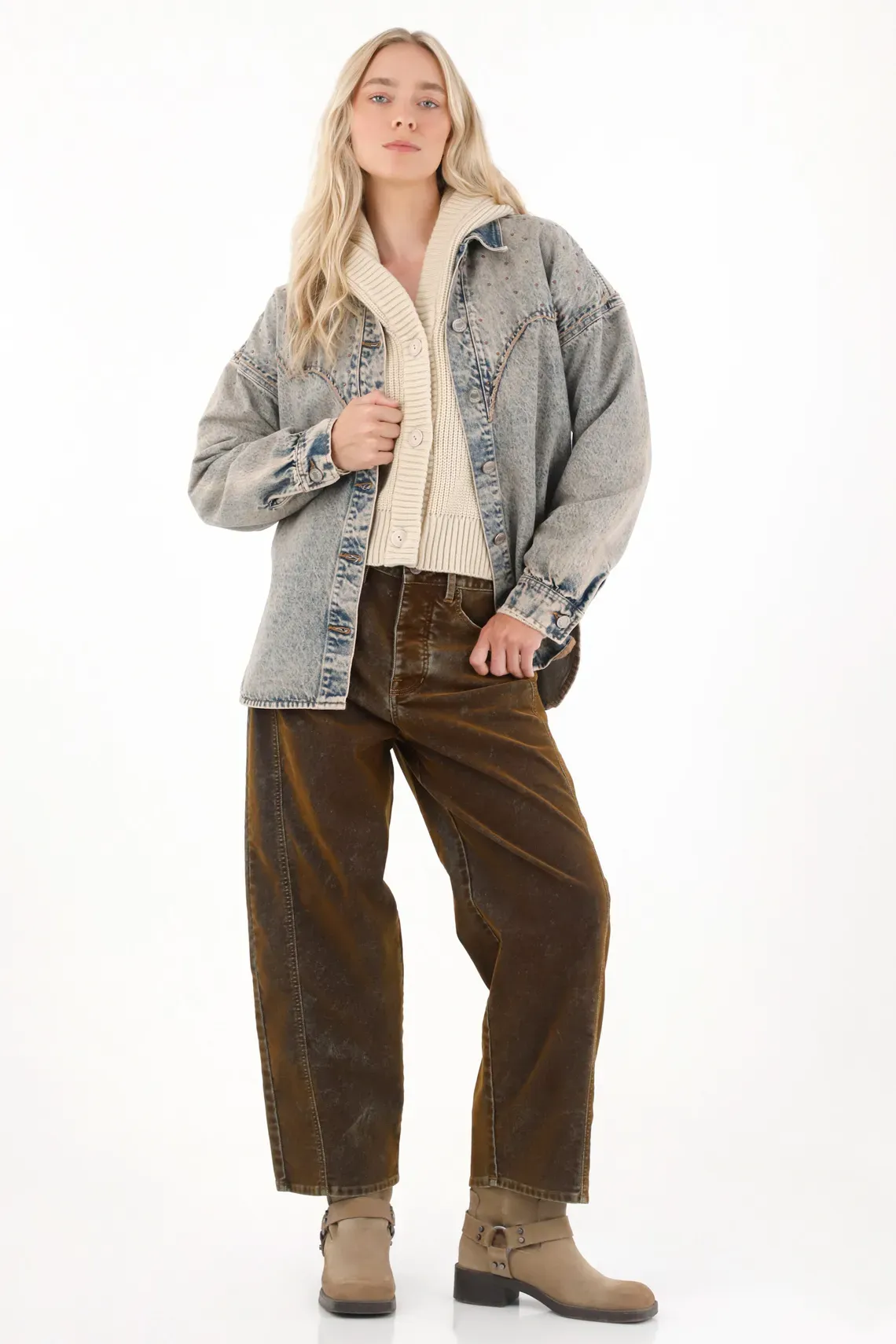 Chaqueta tipo western azul para mujer