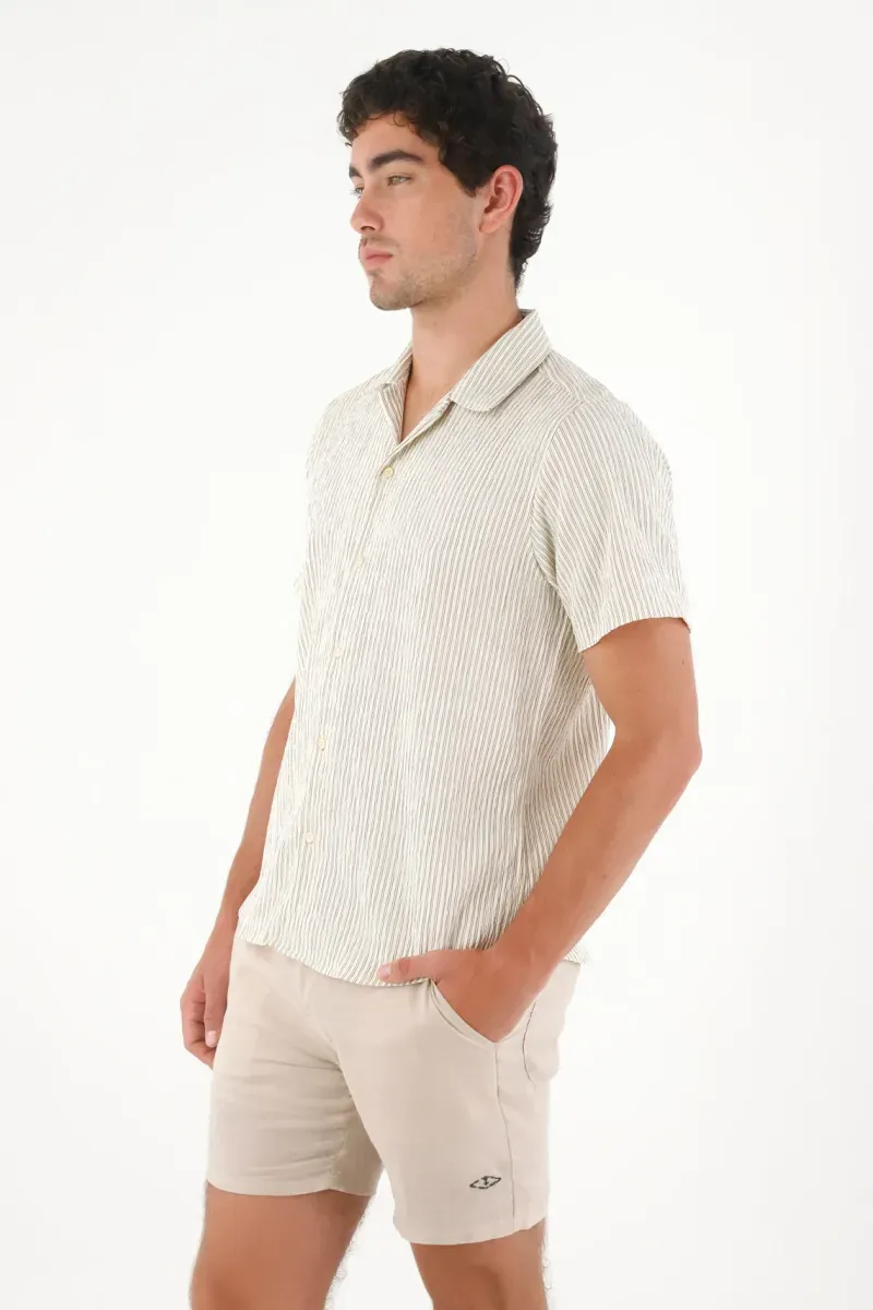 Camisa a rayas con raqueta para hombre