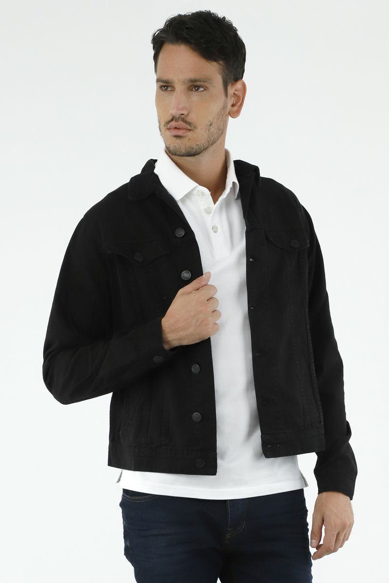 Chaqueta de jean negra para hombre