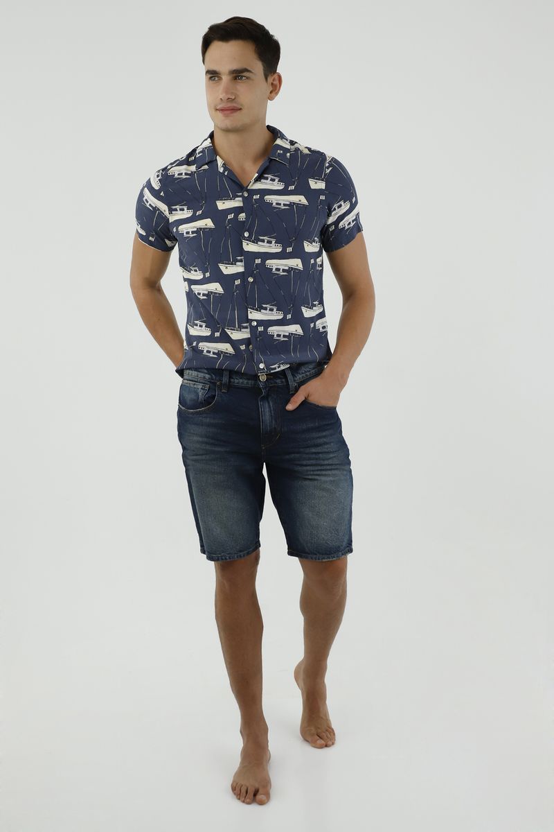 Bermuda azul oscuro para hombre