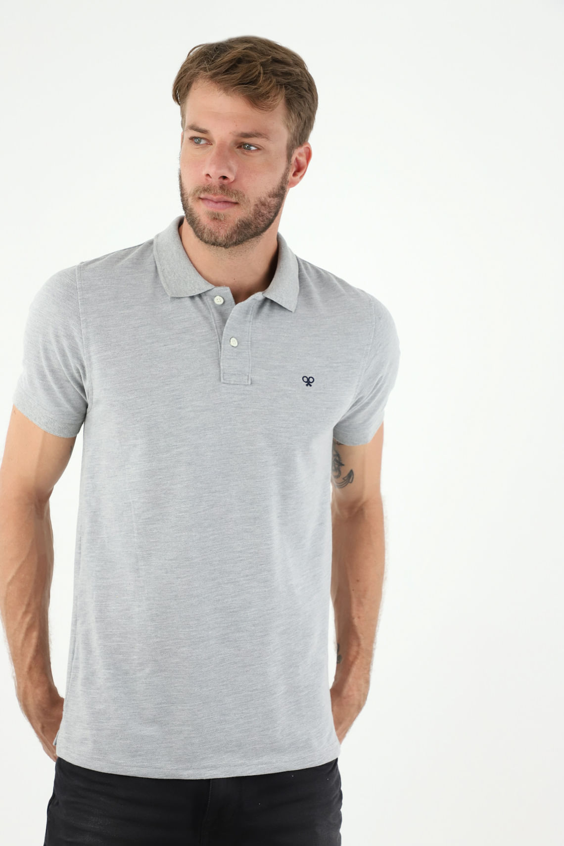 Polo gris Lycra-Algodón para hombre