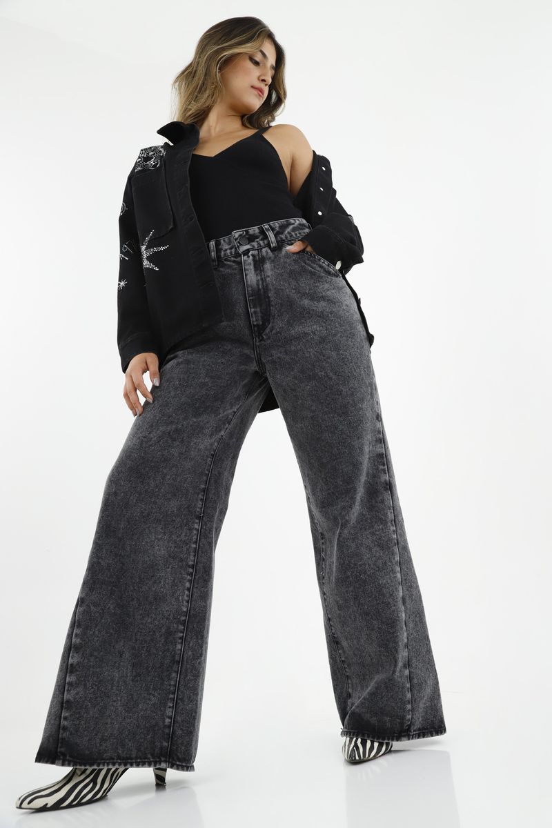 Jean Wide Leg negro para mujer