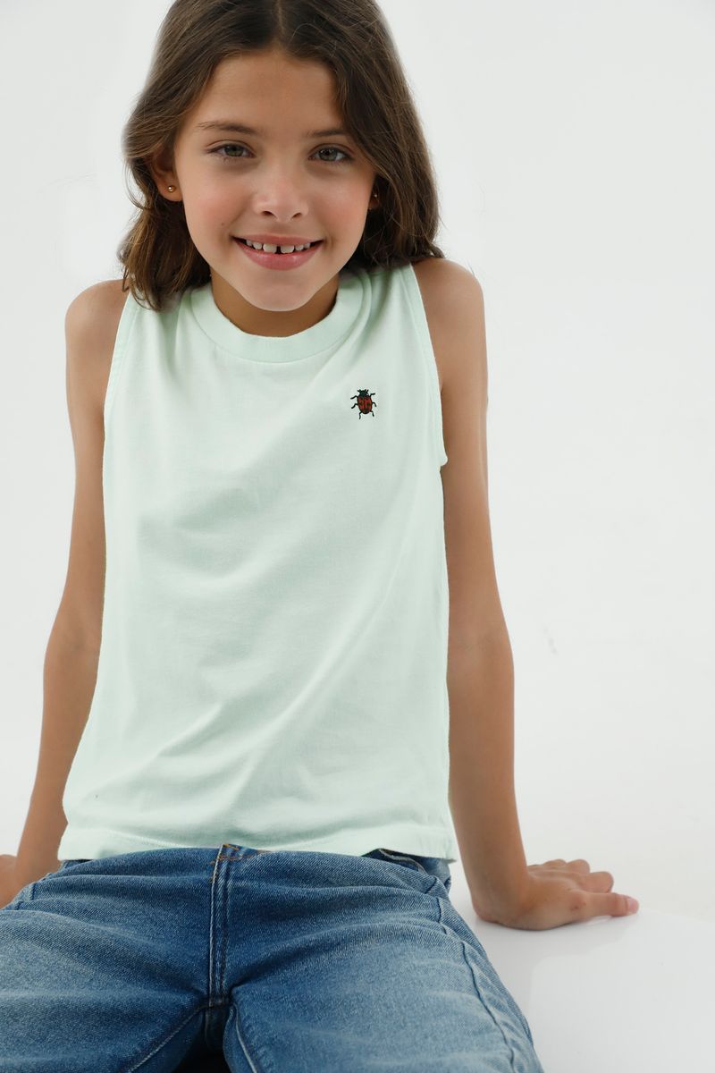 Camisa manga sisa verde para niña
