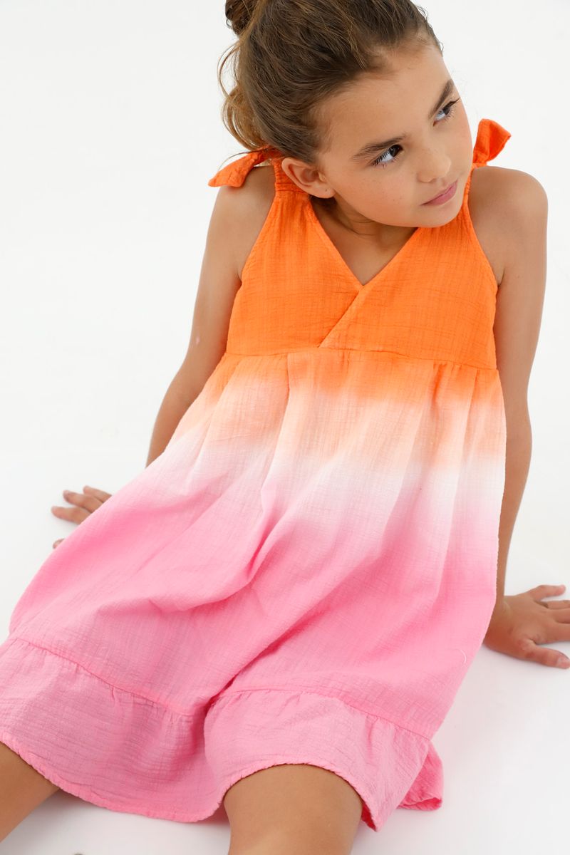 Vestido rosado tye die para niña