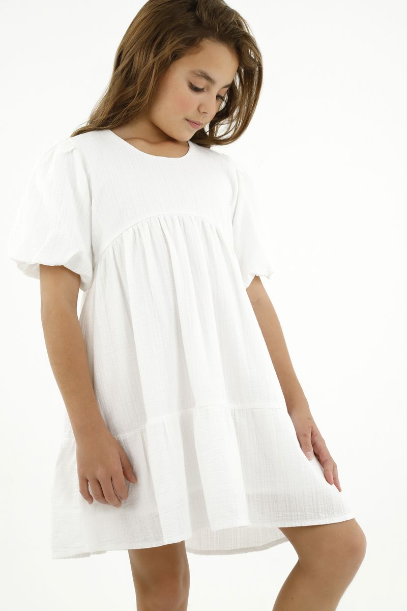 Vestido crudo manga corta para niña