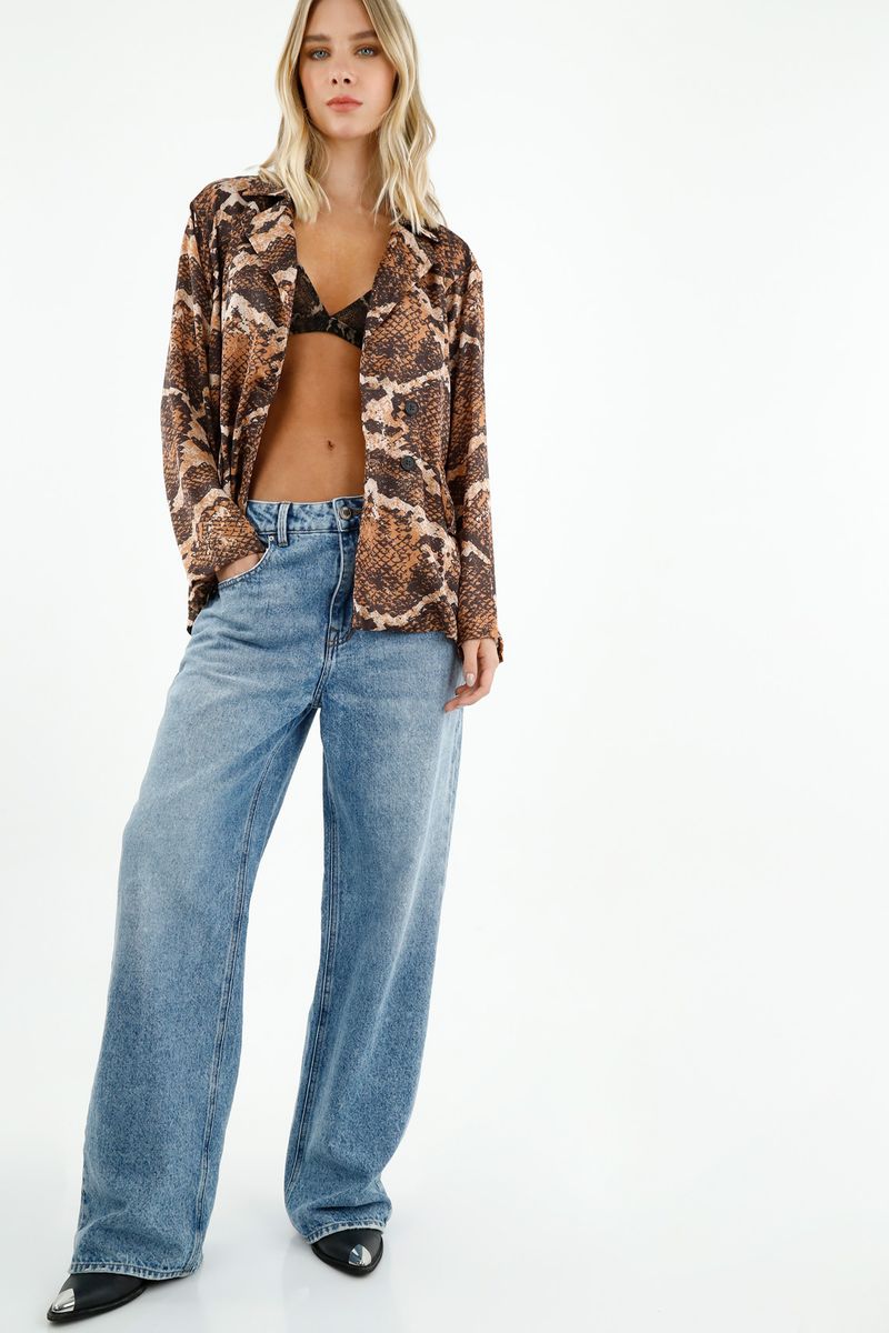 Camisa estampada con botones para mujer