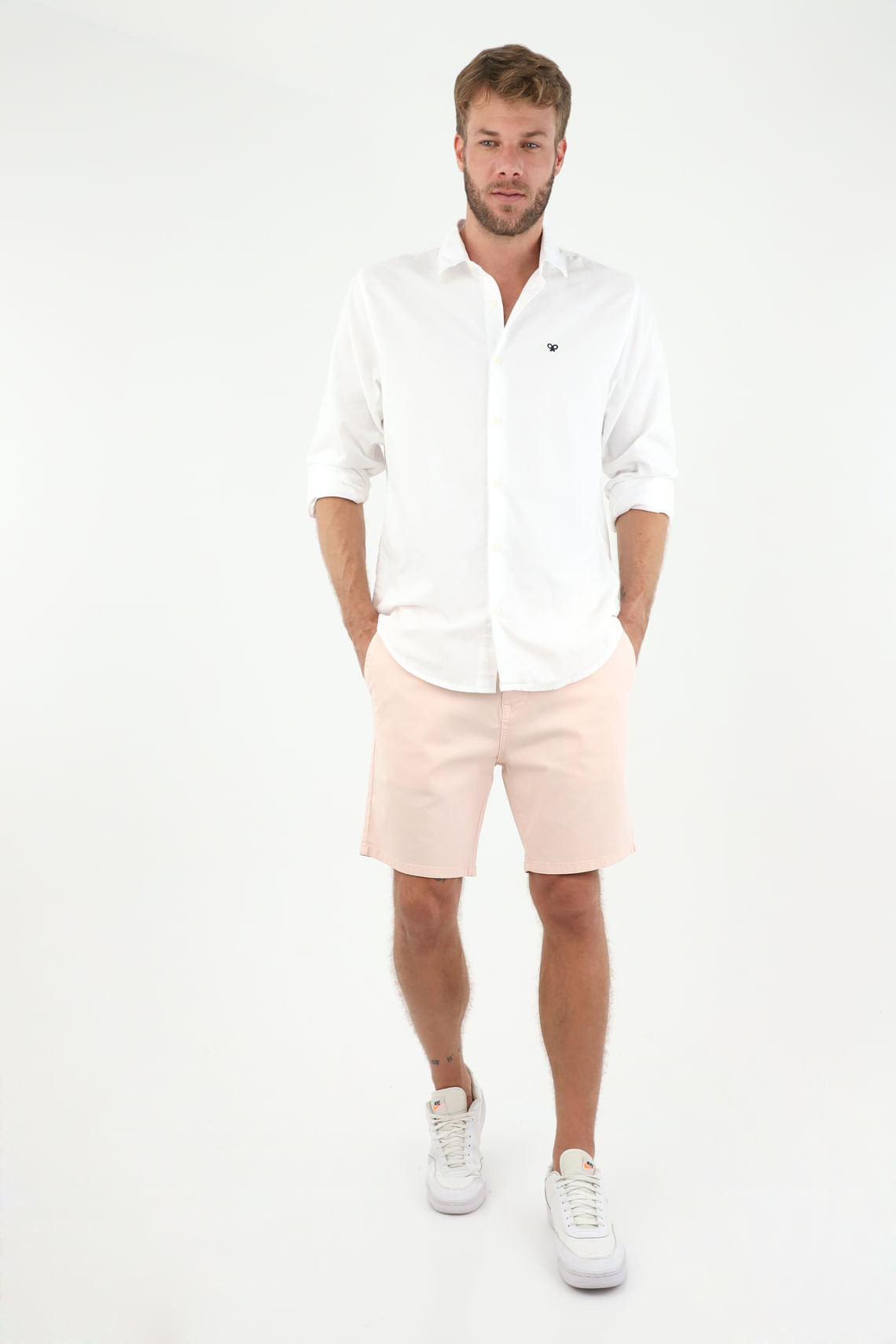 Camisa blanca manga larga para hombre