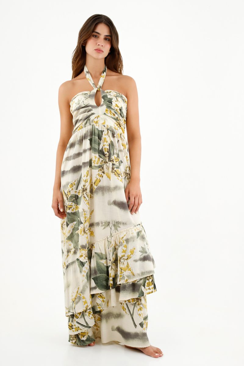 Vestido largo estampado para mujer