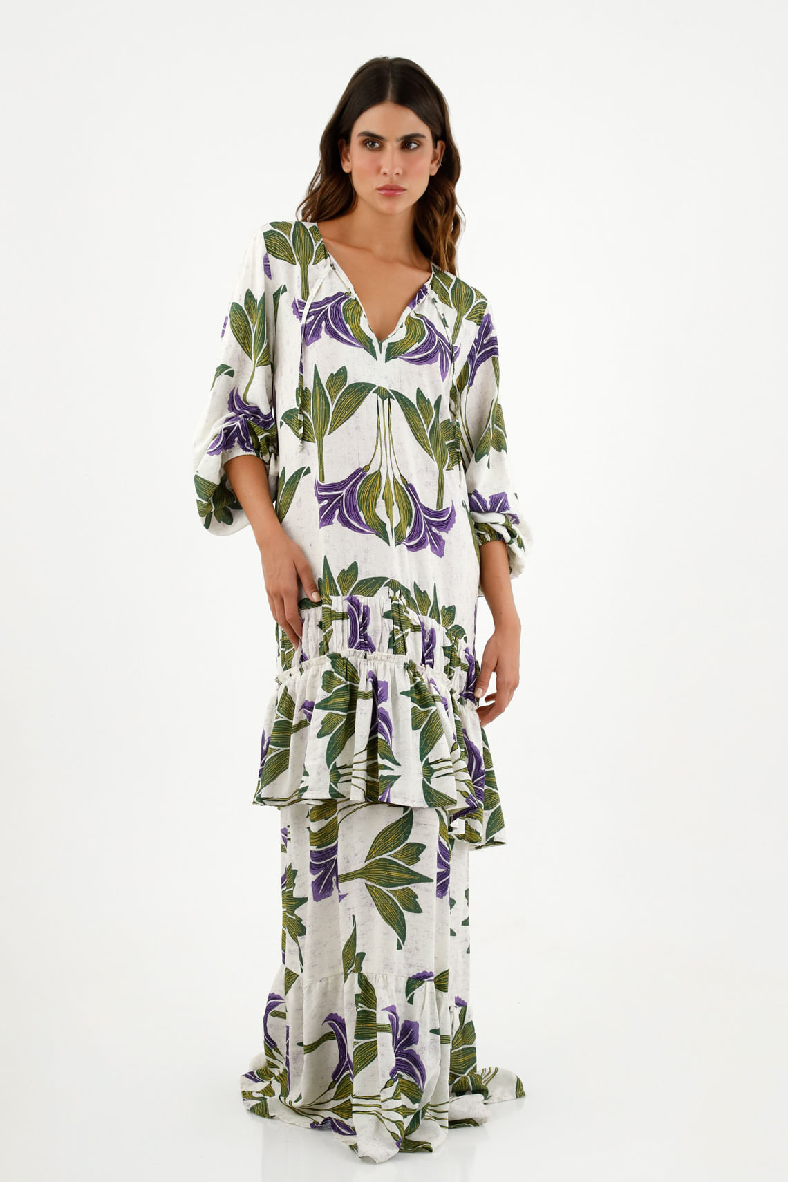 Vestido manga larga estampado para mujer