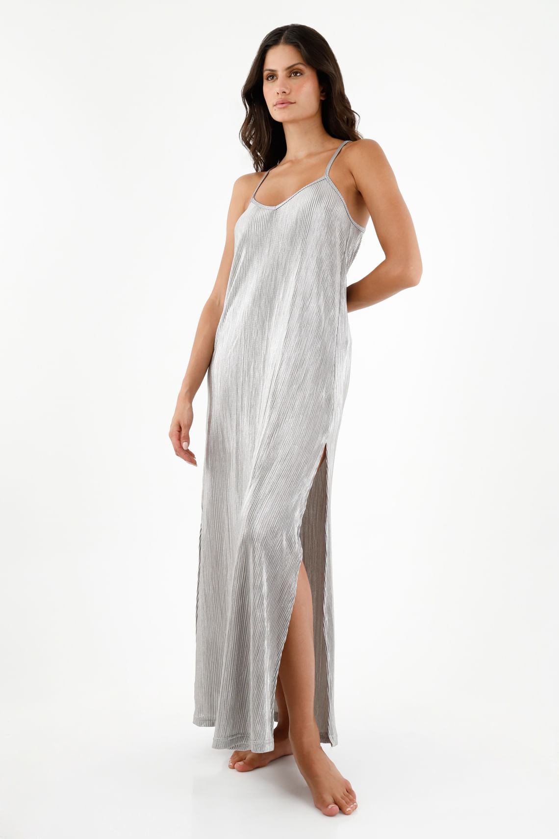 Vestido efecto metalizado para mujer