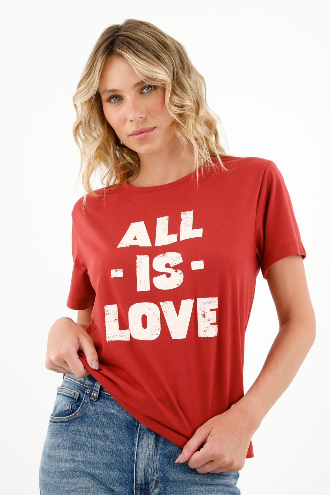 Camiseta naranja cuello redondo para mujer