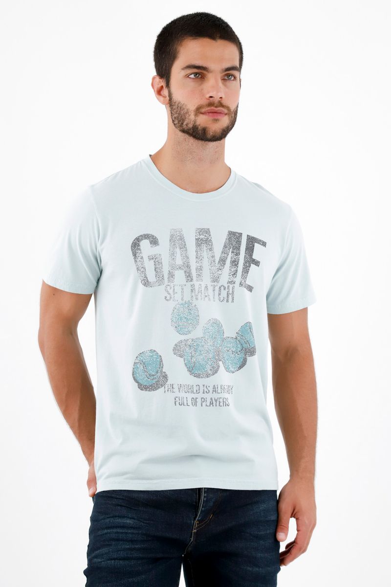 Camiseta verde estampada para hombre