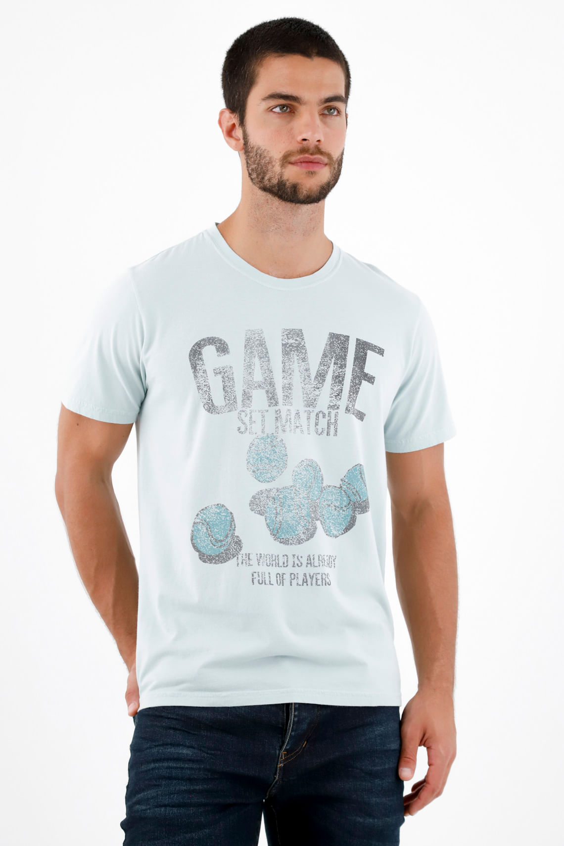 Camiseta verde estampada para hombre