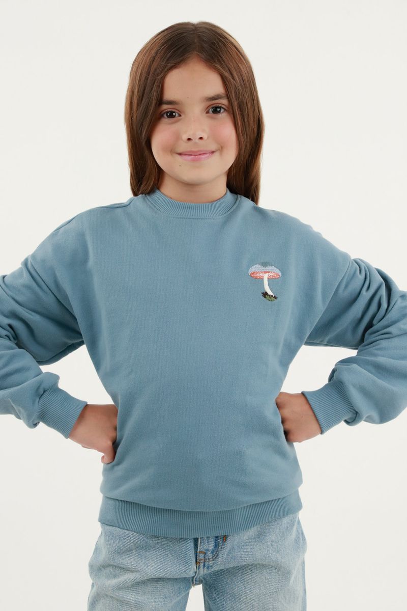 Buzo azul de diseño cerrado para niñas