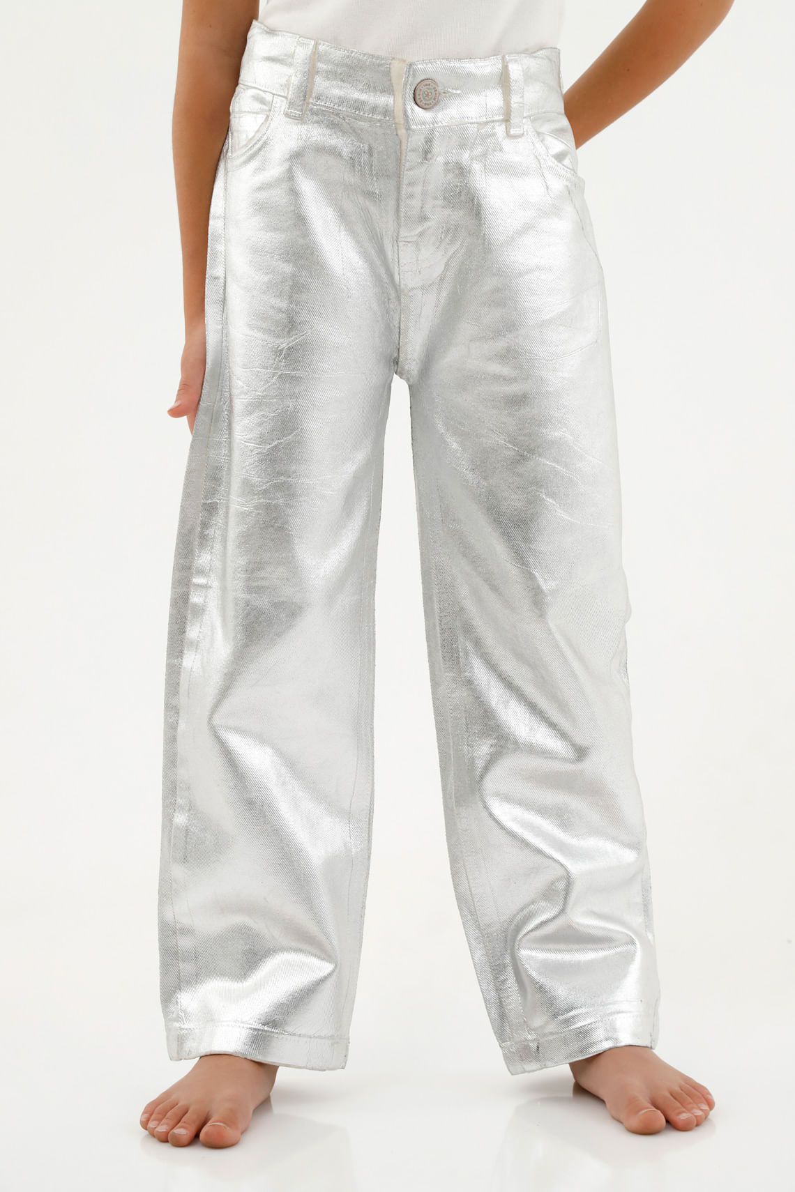 Jean gris estilo brillante para niña