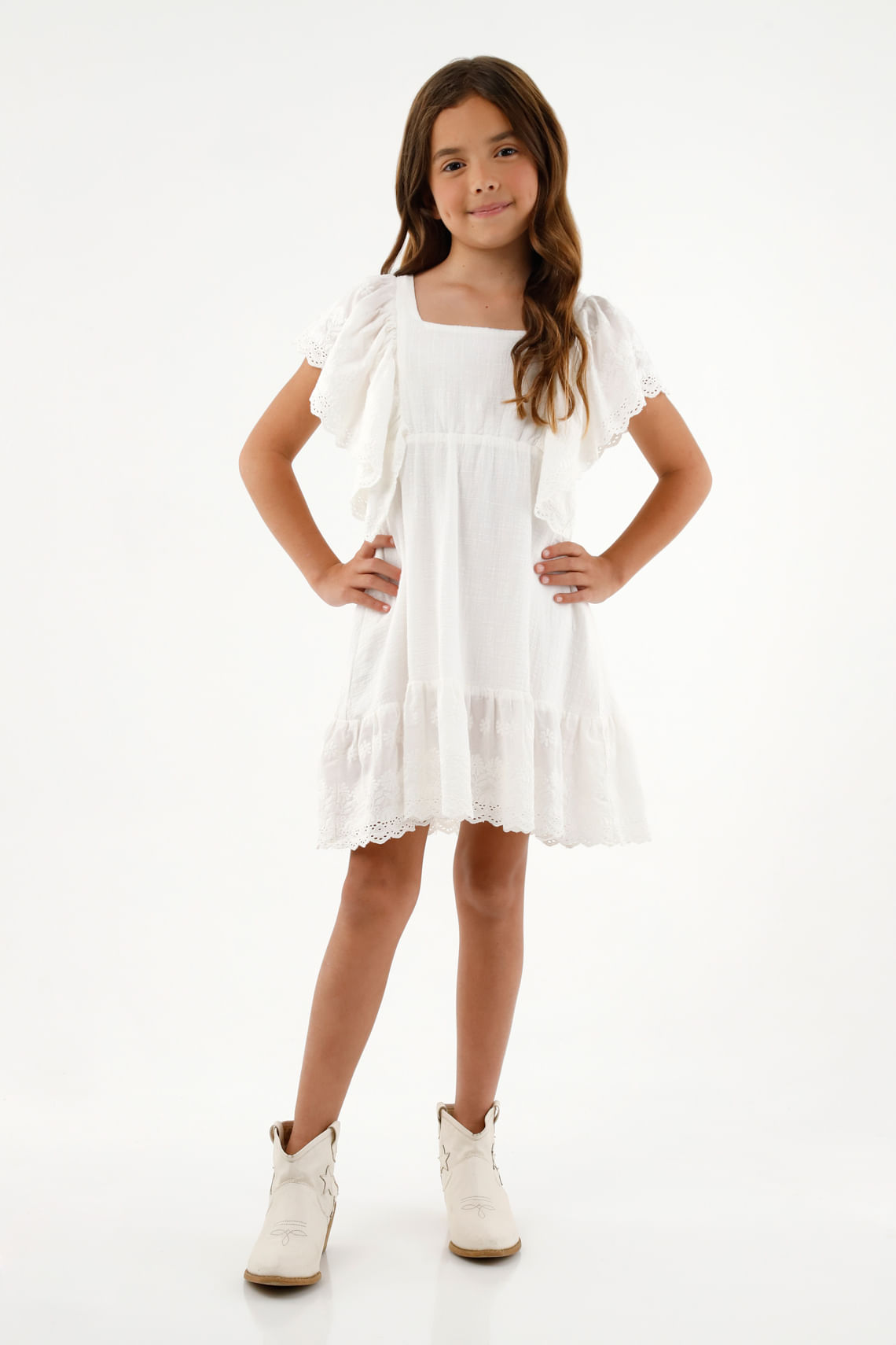 Vestido crudo con bordado para mujer
