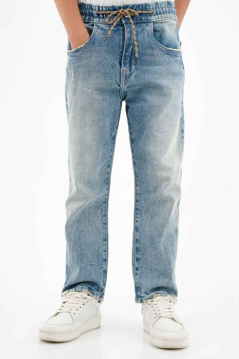 Jean para niño tennis, jeans moda plano cintura con pretina