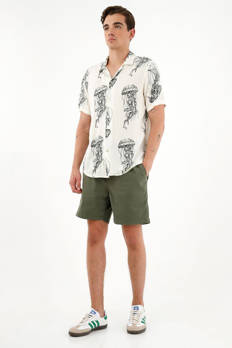 Camisa estampada manga corta para hombre