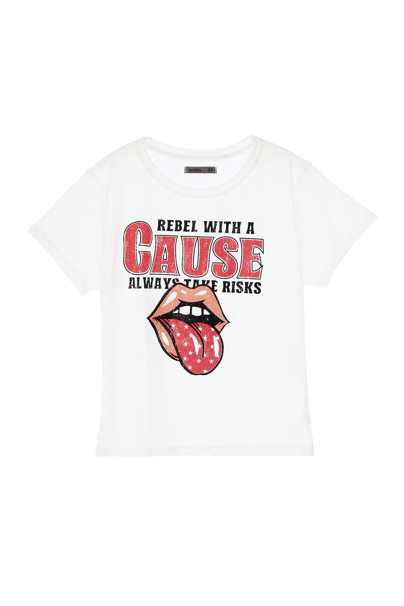 Camiseta básica crudo estampada para mujer