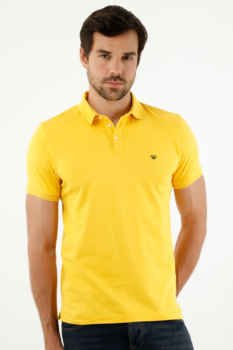 Polo amarilla bordado punto corazón para hombre