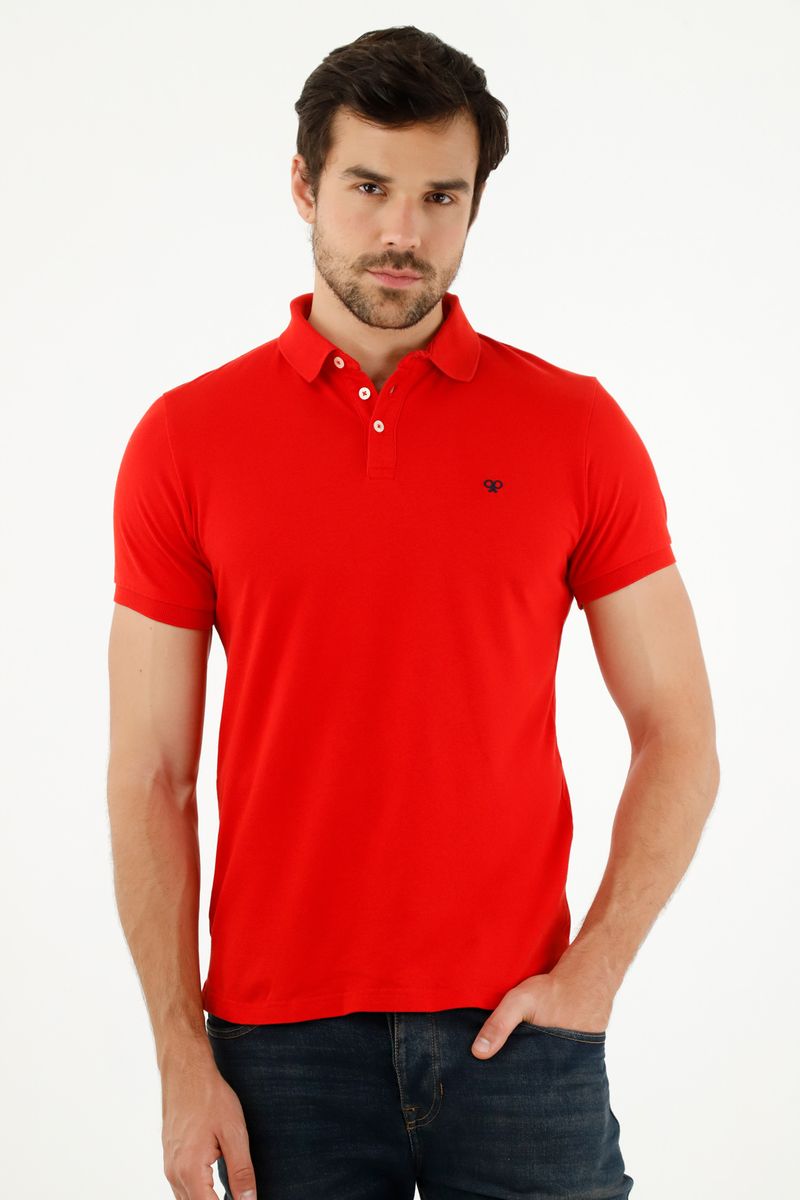 Polo roja bordado punto corazón para hombre