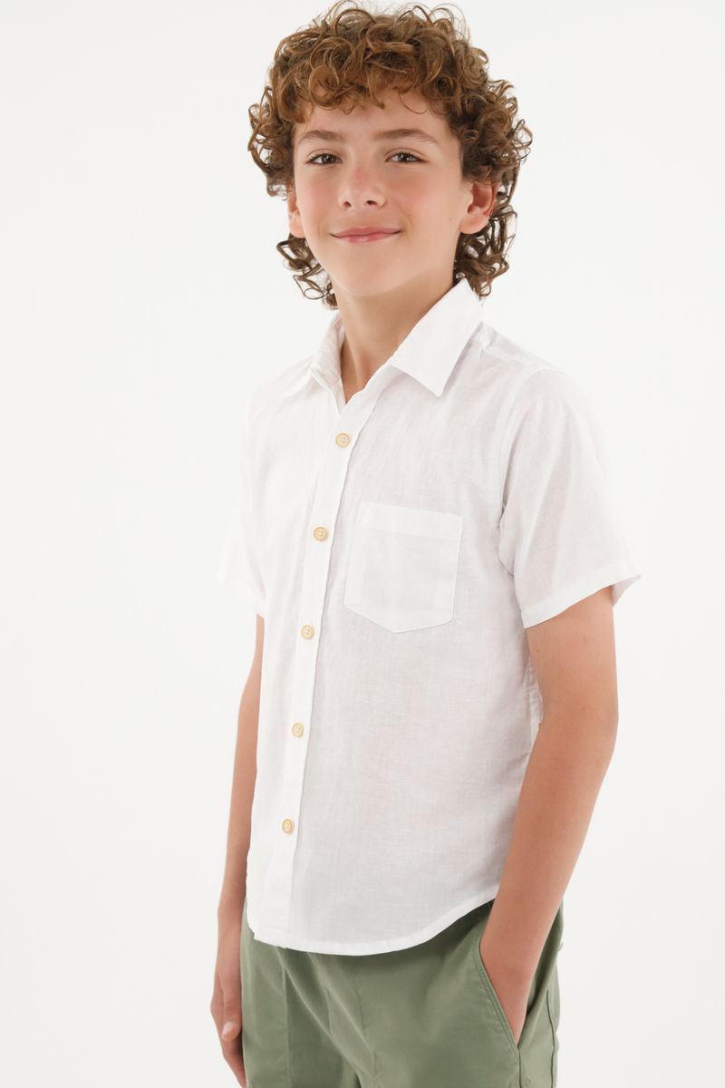 Camisa blanca de botones para niño