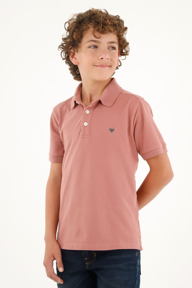 Polo rosada manga corta para niño