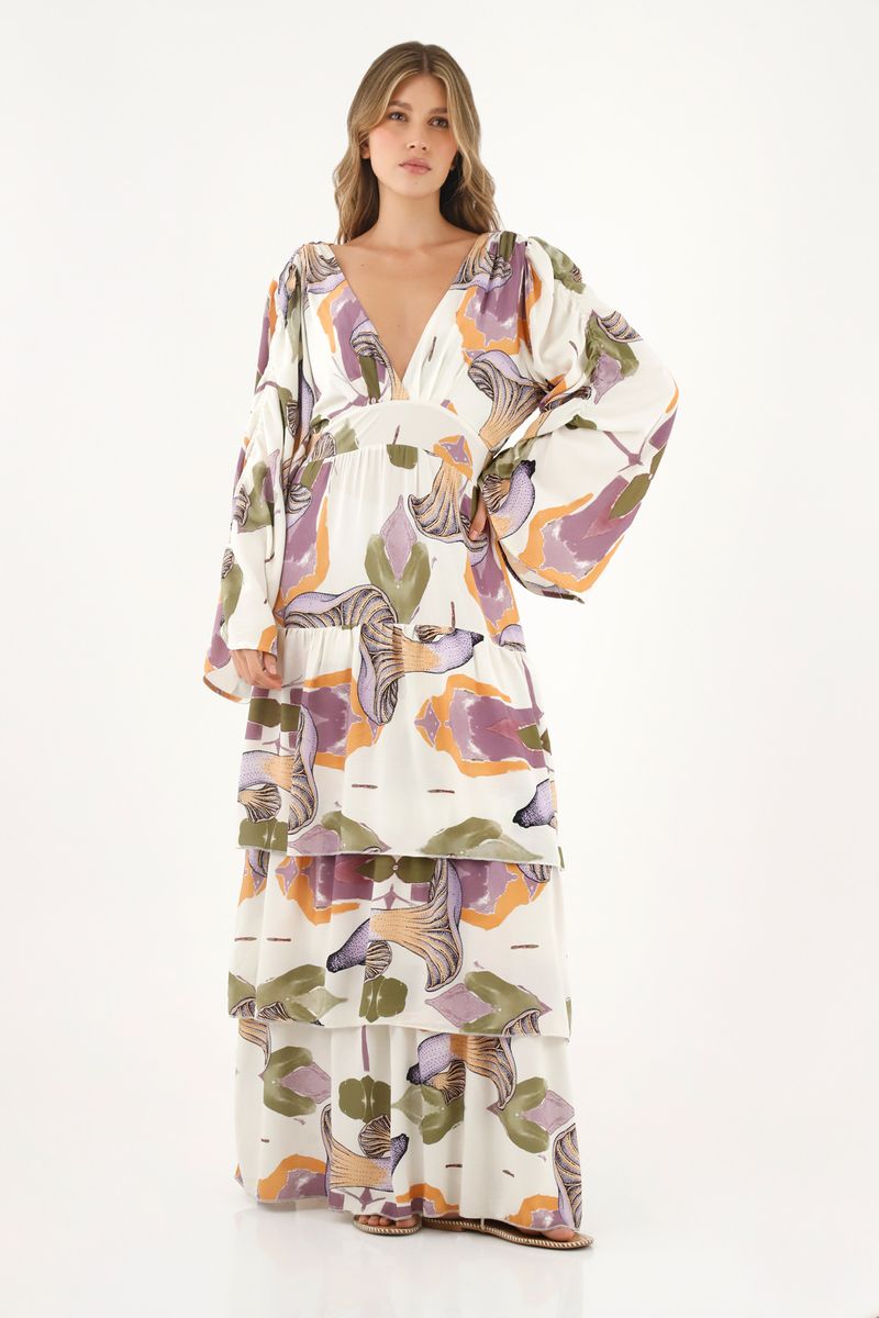 Vestido manga larga estampado para mujer