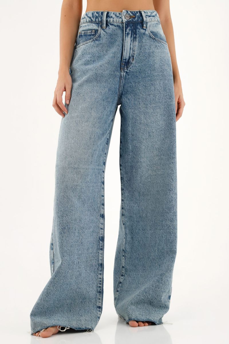 Jean Wide Leg azul medio para mujer