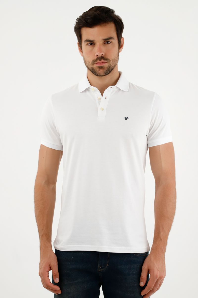 Polo blanca Lycra-algodón para hombre