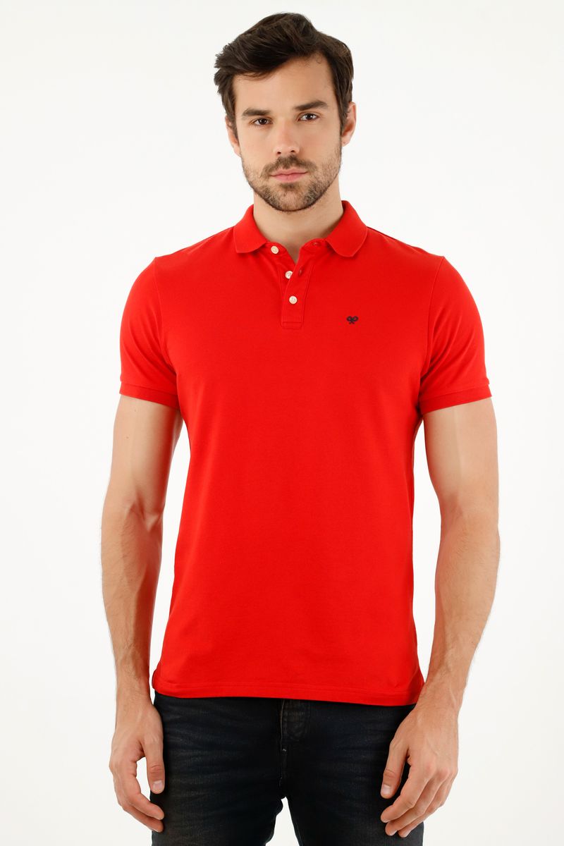 Polo roja Lycra-Algodón para hombre