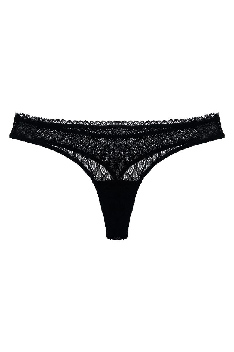 Panty negro en encaje para mujer