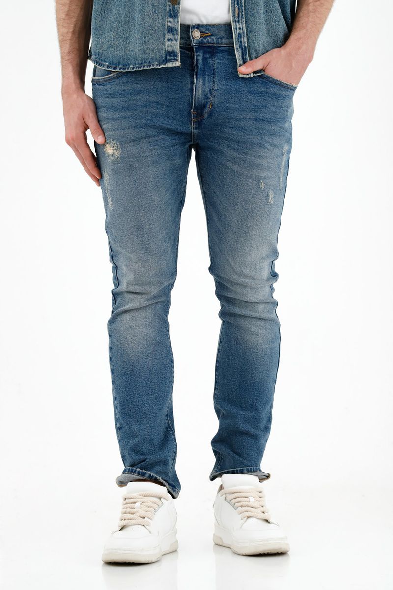 Jean azul con rotos para hombre