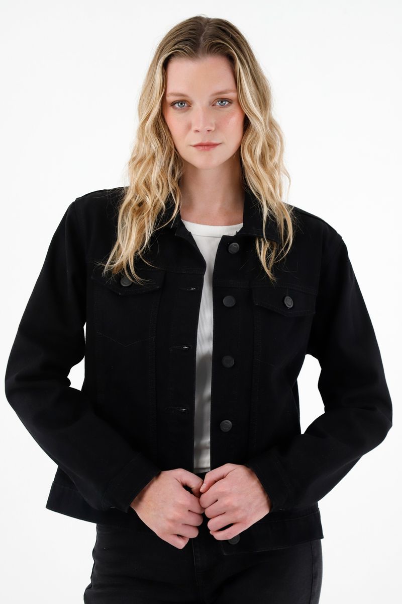 Chaqueta en black denim para mujer