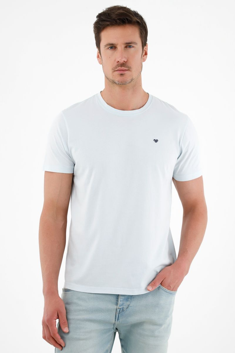 Camiseta cuello redondo azul para hombre