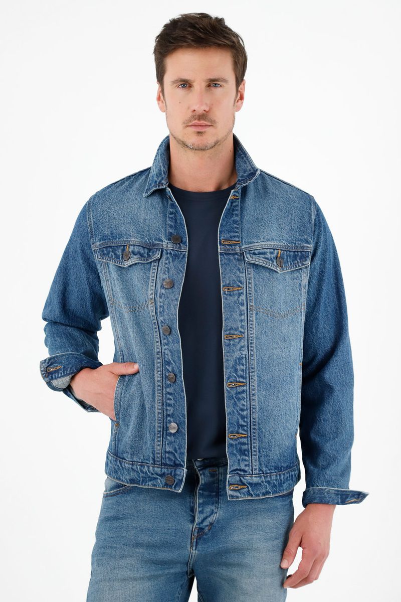 Chaqueta azul en denim para hombre